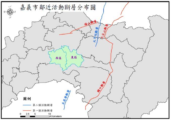 嘉義市活斷層分布圖